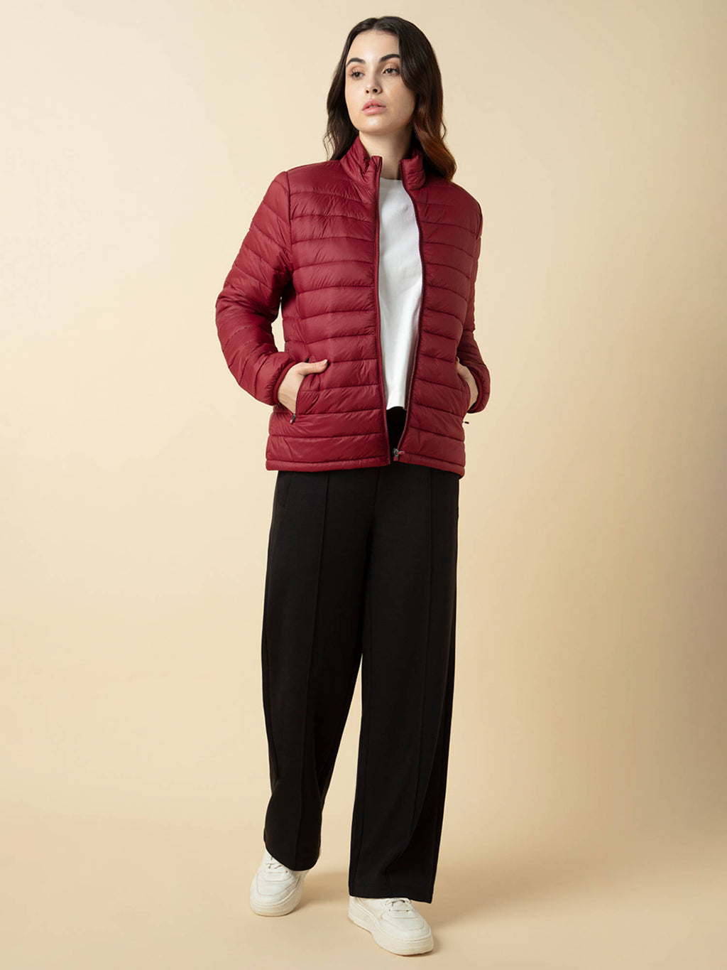 Beige Relax Fit Full Sleeves Solid Puffer Jacket | JC78 - view 19