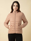 Beige Relax Fit Full Sleeves Solid Puffer Jacket | JC78 - view 1