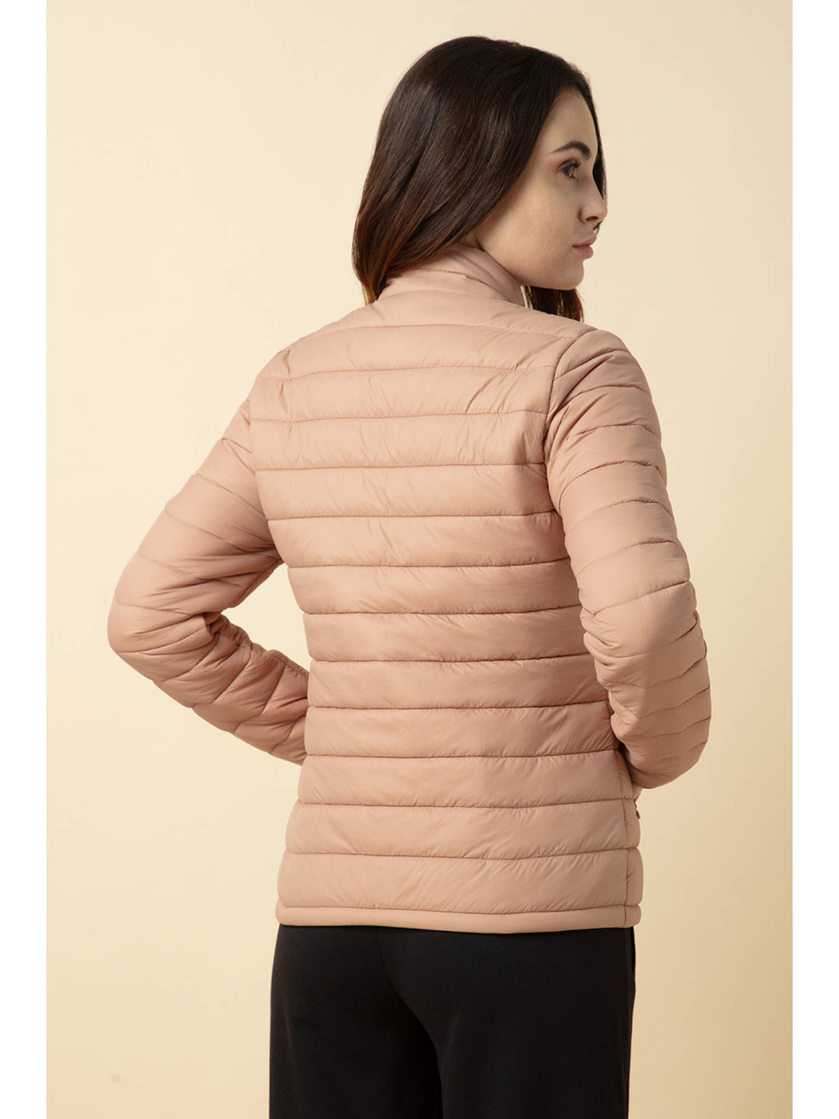 Beige Relax Fit Full Sleeves Solid Puffer Jacket | JC78 - view 3