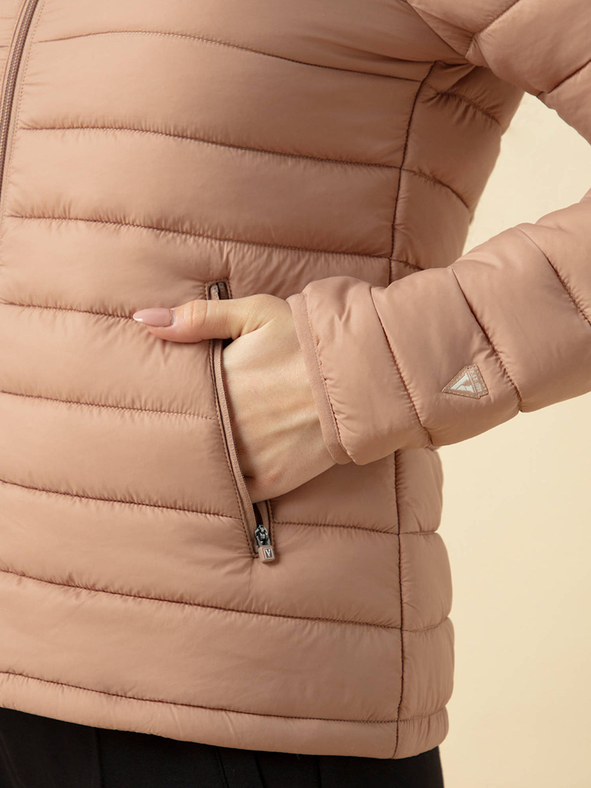 Beige Relax Fit Full Sleeves Solid Puffer Jacket | JC78 - view 7