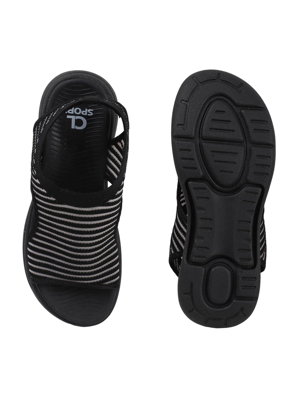 Women Black Knitted Slip-On Wedge Sandals | SD89 - view 8