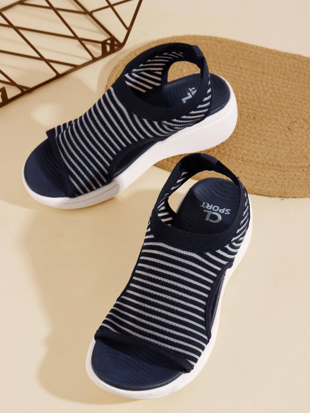 Women Black Knitted Slip-On Wedge Sandals | SD89 - view 11