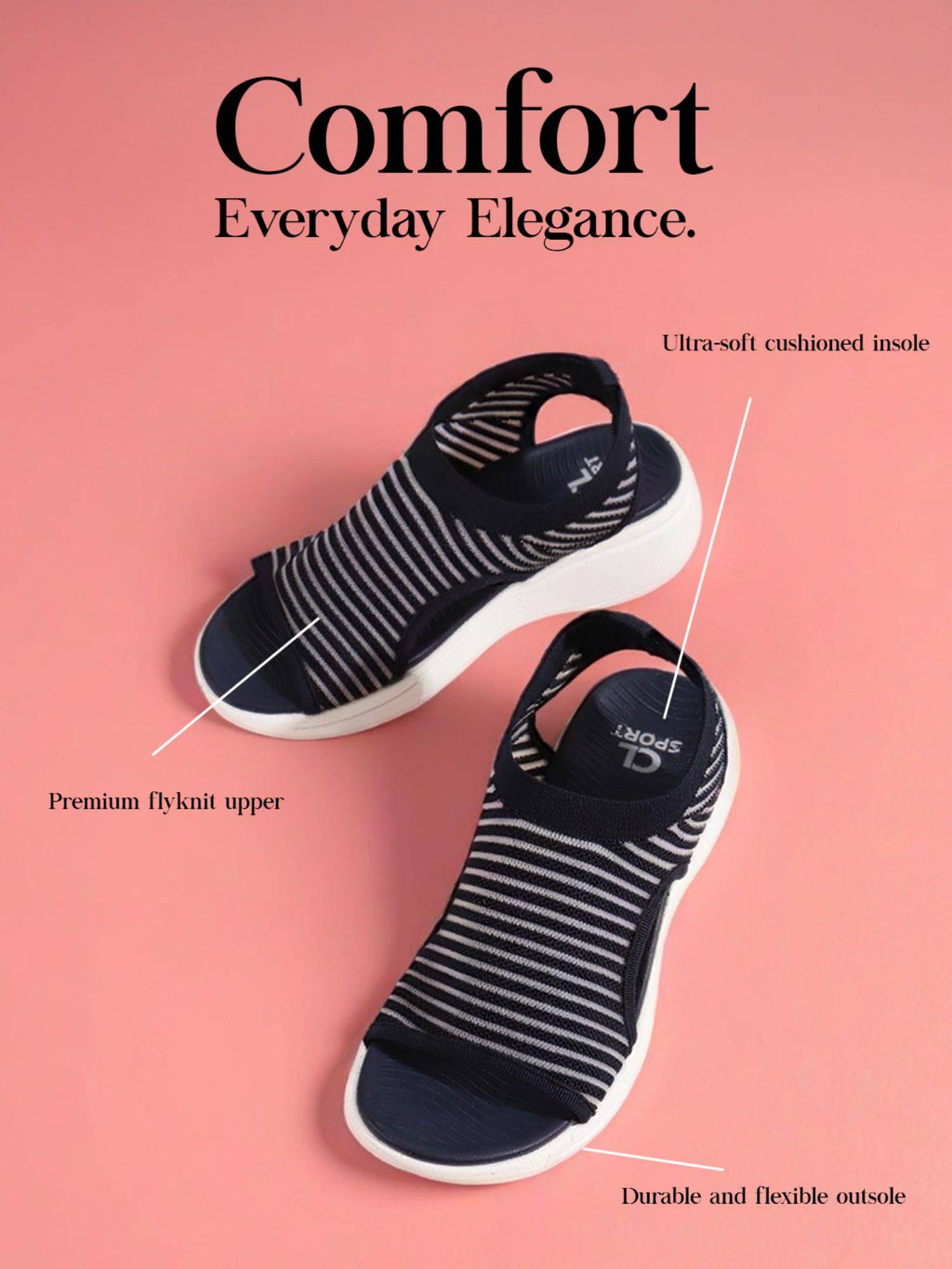 Women Black Knitted Slip-On Wedge Sandals | SD89 - view 13