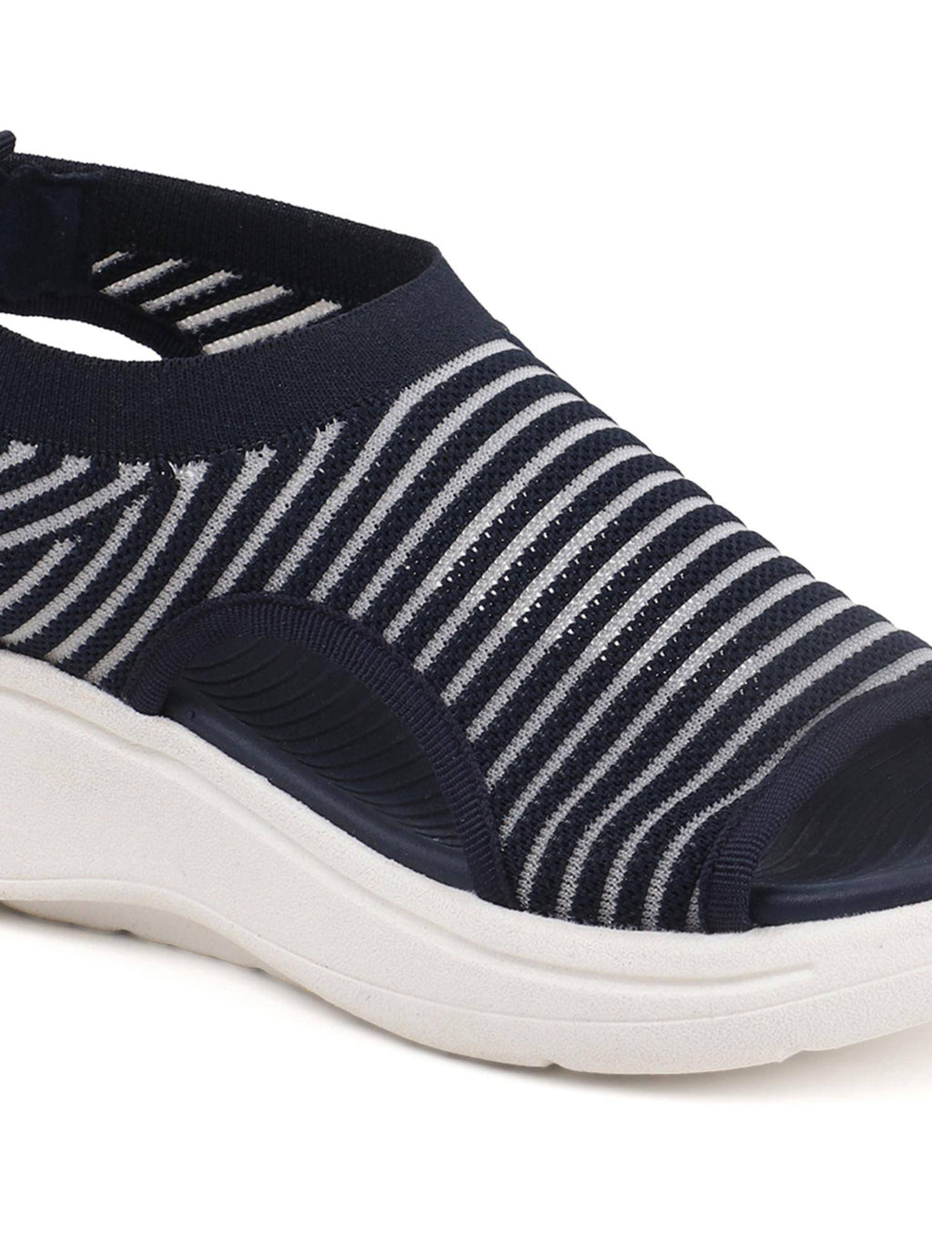 Women Black Knitted Slip-On Wedge Sandals | SD89 - view 14