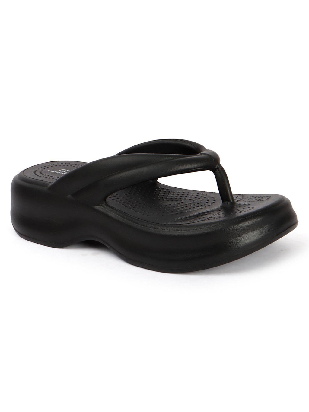 Women Black Comfortable Wedge Thong Sandals | SD89 - view 3