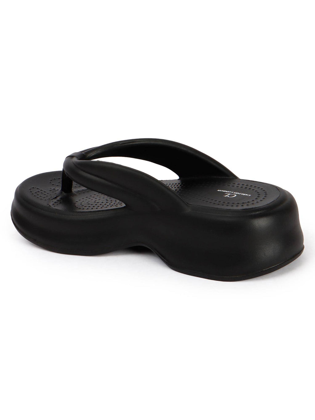 Women Black Comfortable Wedge Thong Sandals | SD89 - view 5