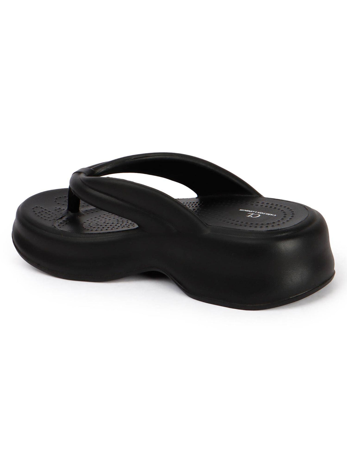 Women Black Comfortable Wedge Thong Sandals | SD89 - view 5