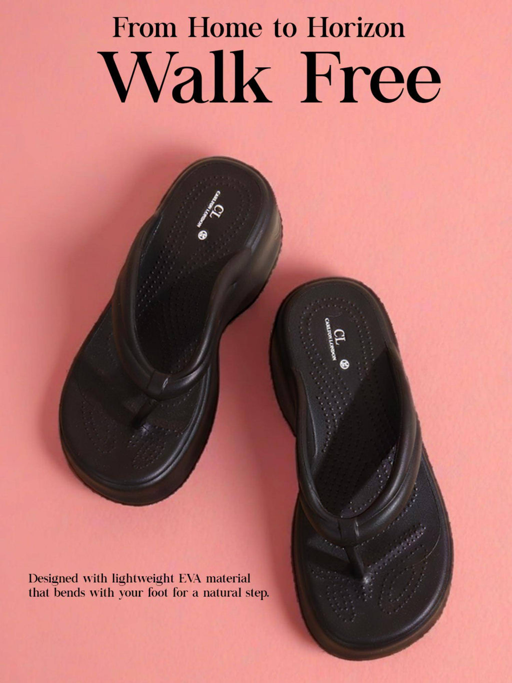 Women Black Comfortable Wedge Thong Sandals | SD89 - view 6