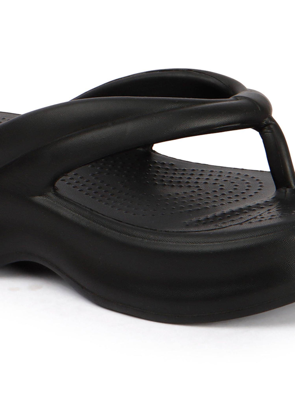 Women Black Comfortable Wedge Thong Sandals | SD89 - view 7