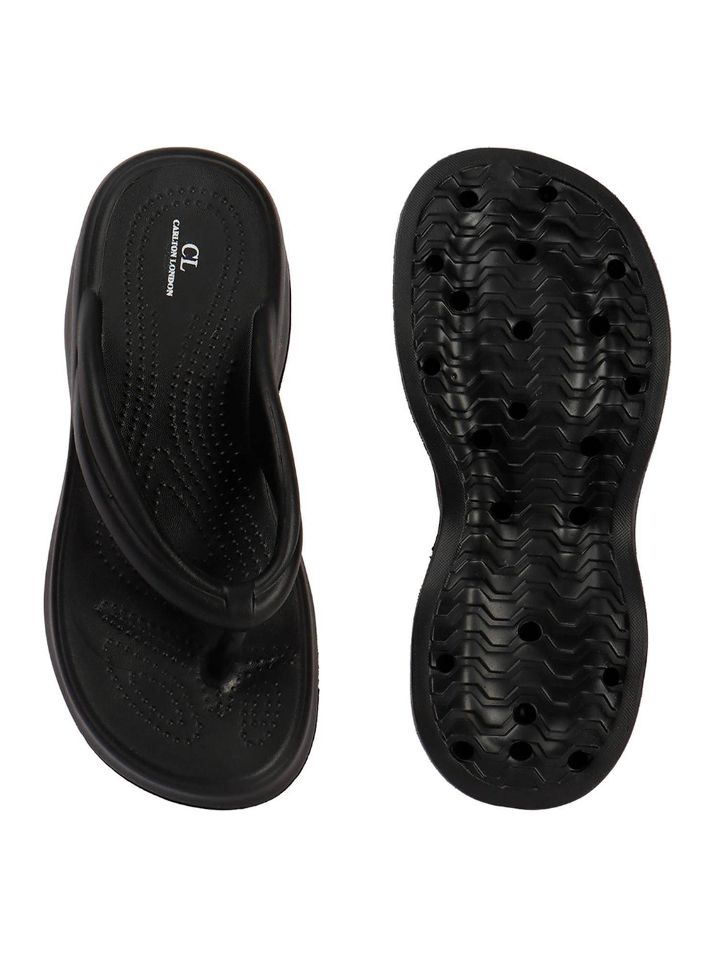 Women Black Comfortable Wedge Thong Sandals | SD89 - view 8