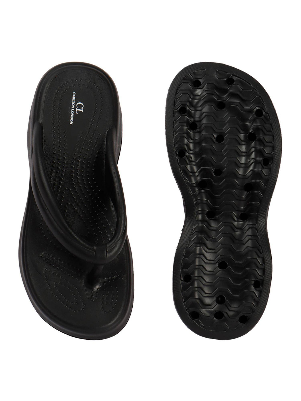 Women Black Comfortable Wedge Thong Sandals | SD89 - view 8