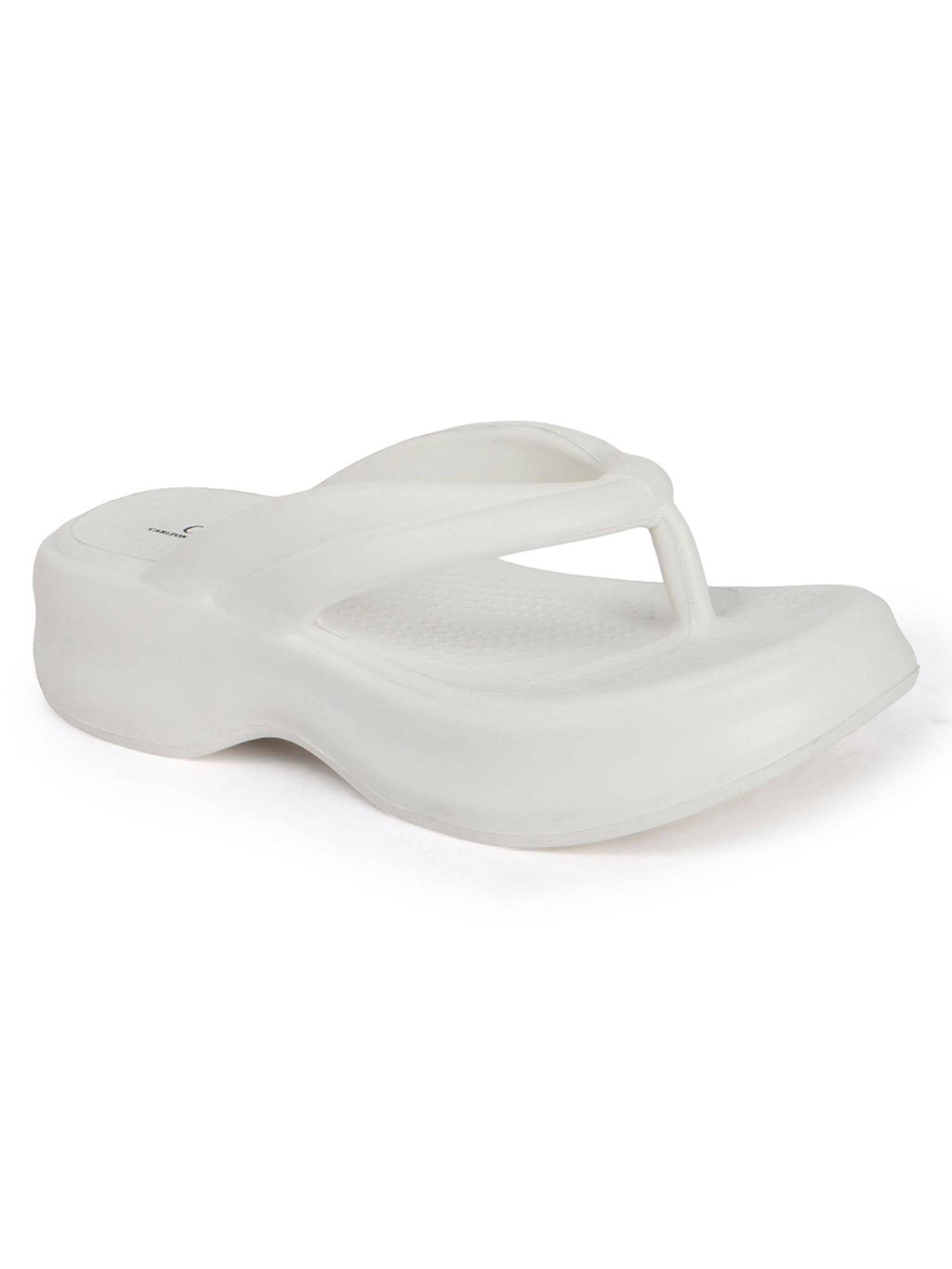 Women Off White Comfortable Wedge Thong Sandals | SD89 - view 3