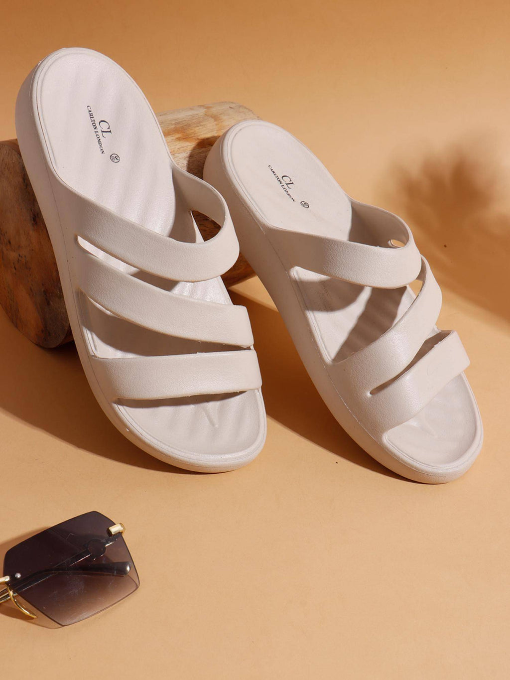 Women Beige Three-Strap Platform Comfort Sandals | SD89 - view 4