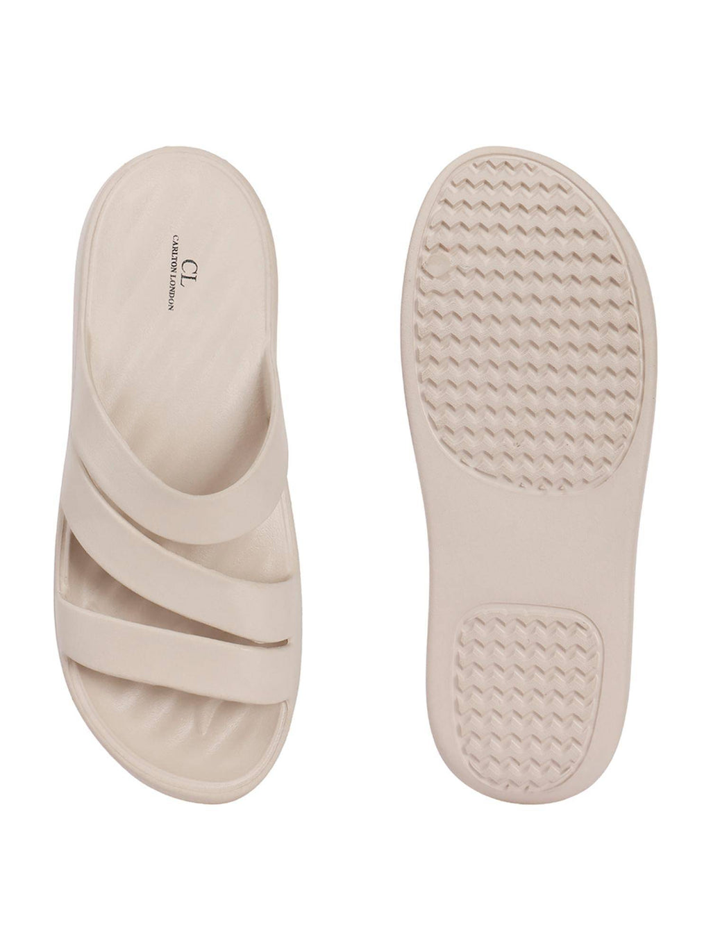 Women Beige Three-Strap Platform Comfort Sandals | SD89 - view 8