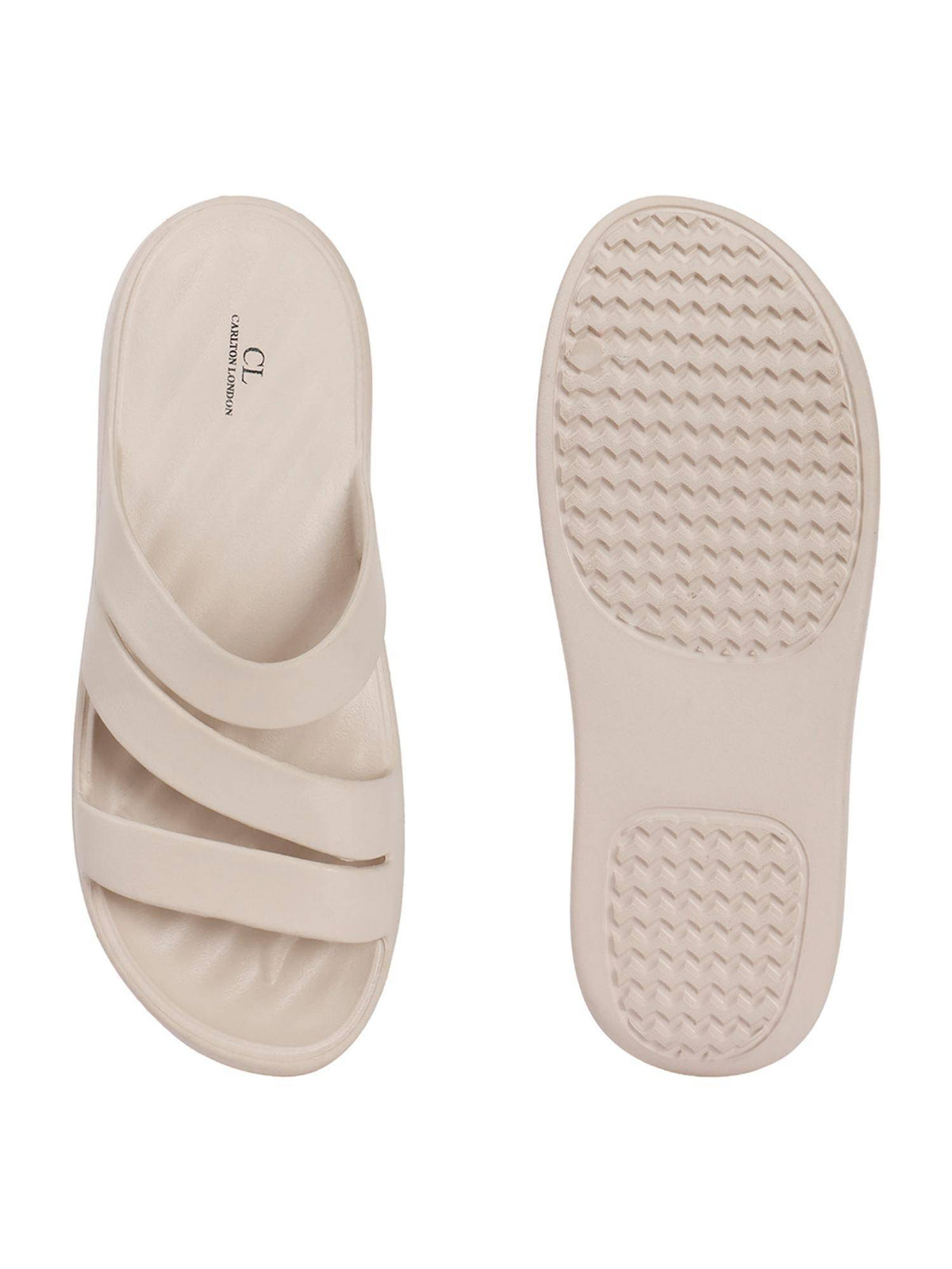 Women Beige Three-Strap Platform Comfort Sandals | SD89 - view 8