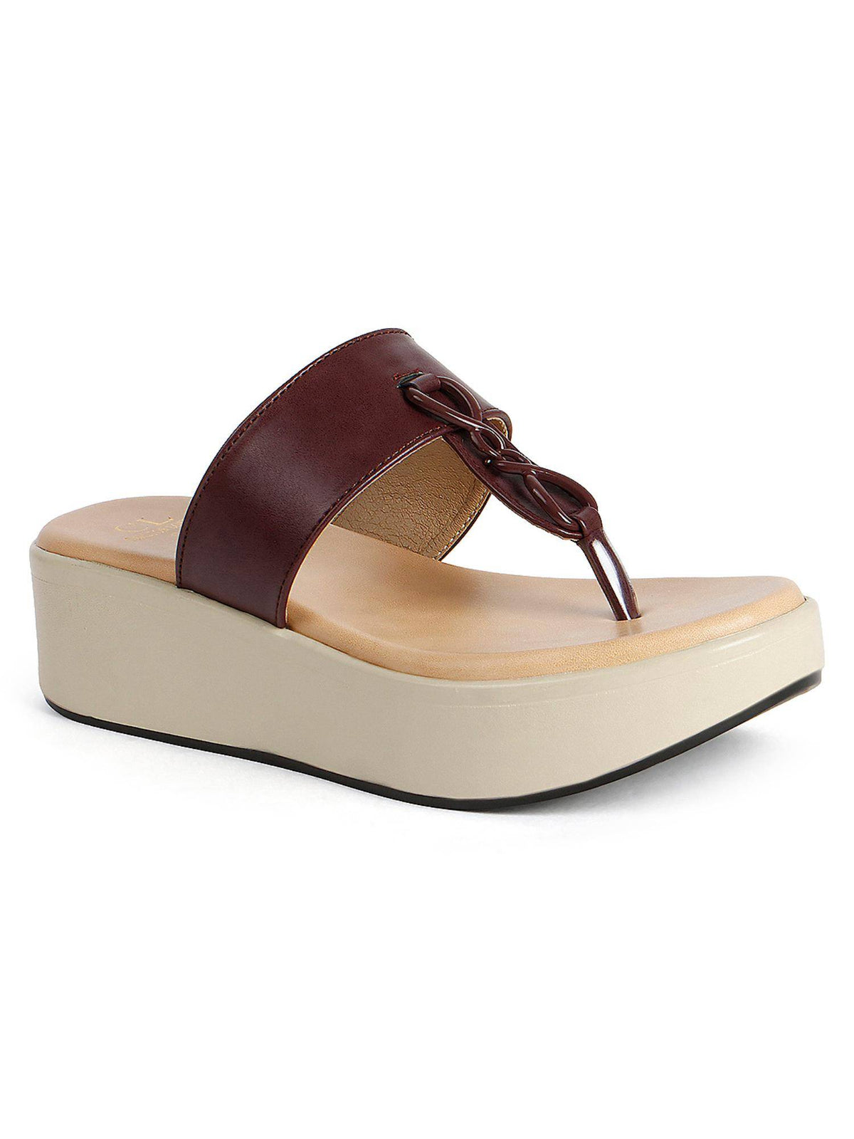 Women Maroon Knot Detail Toe-Post Sandals | SD89 - view 3