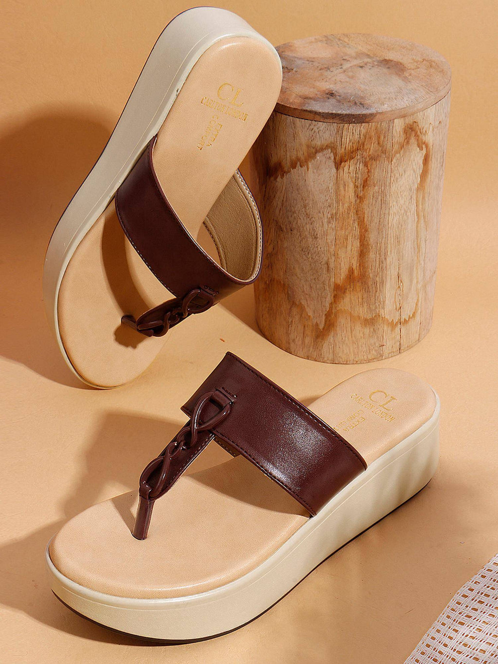 Women Maroon Knot Detail Toe-Post Sandals | SD89 - view 4