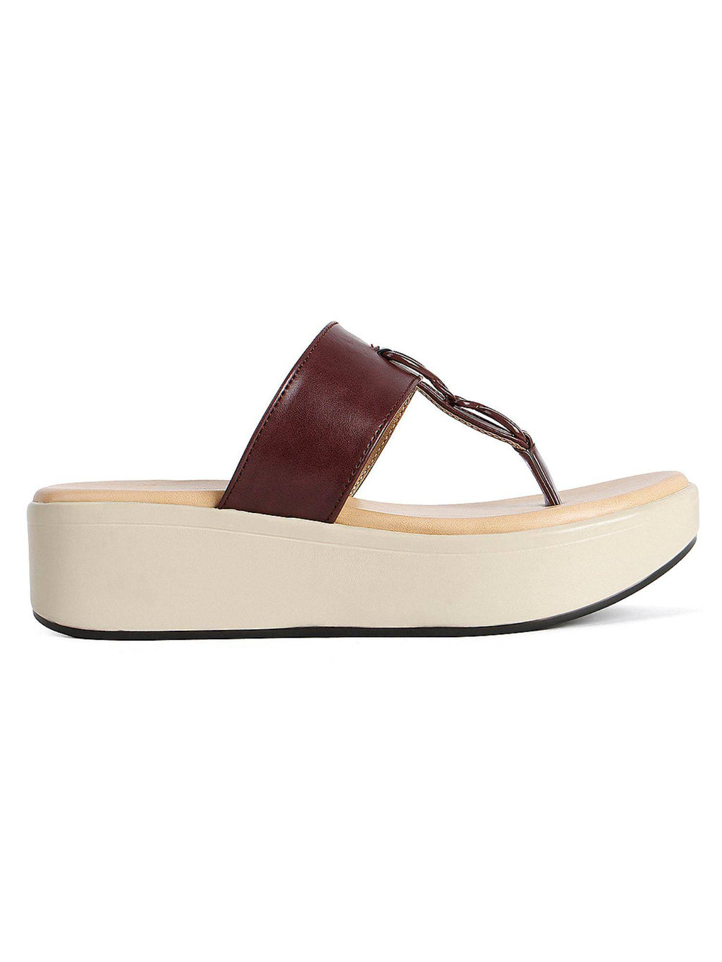 Women Maroon Knot Detail Toe-Post Sandals | SD89 - view 6