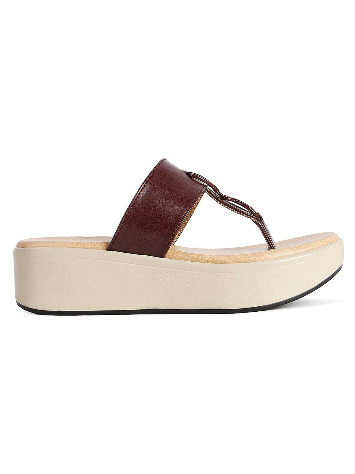 Women Maroon Knot Detail Toe-Post Sandals | SD89 - view 6