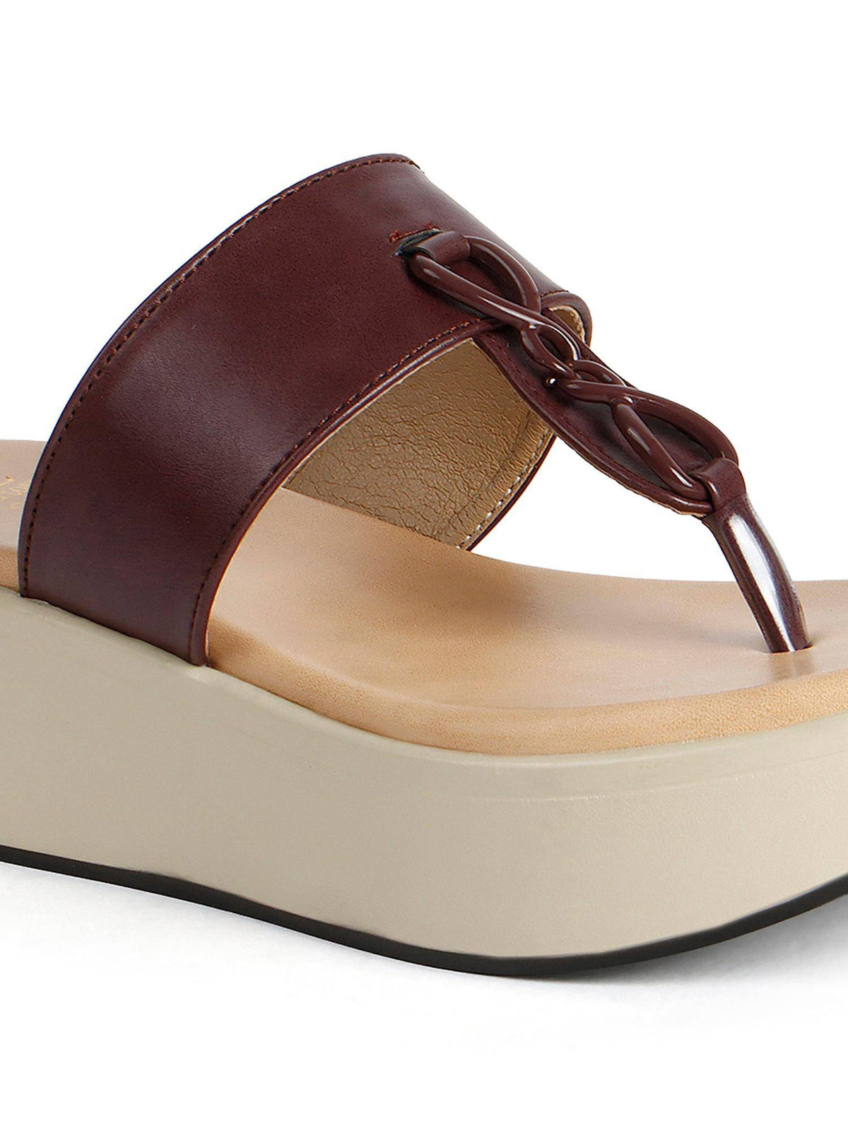 Women Maroon Knot Detail Toe-Post Sandals | SD89 - view 7