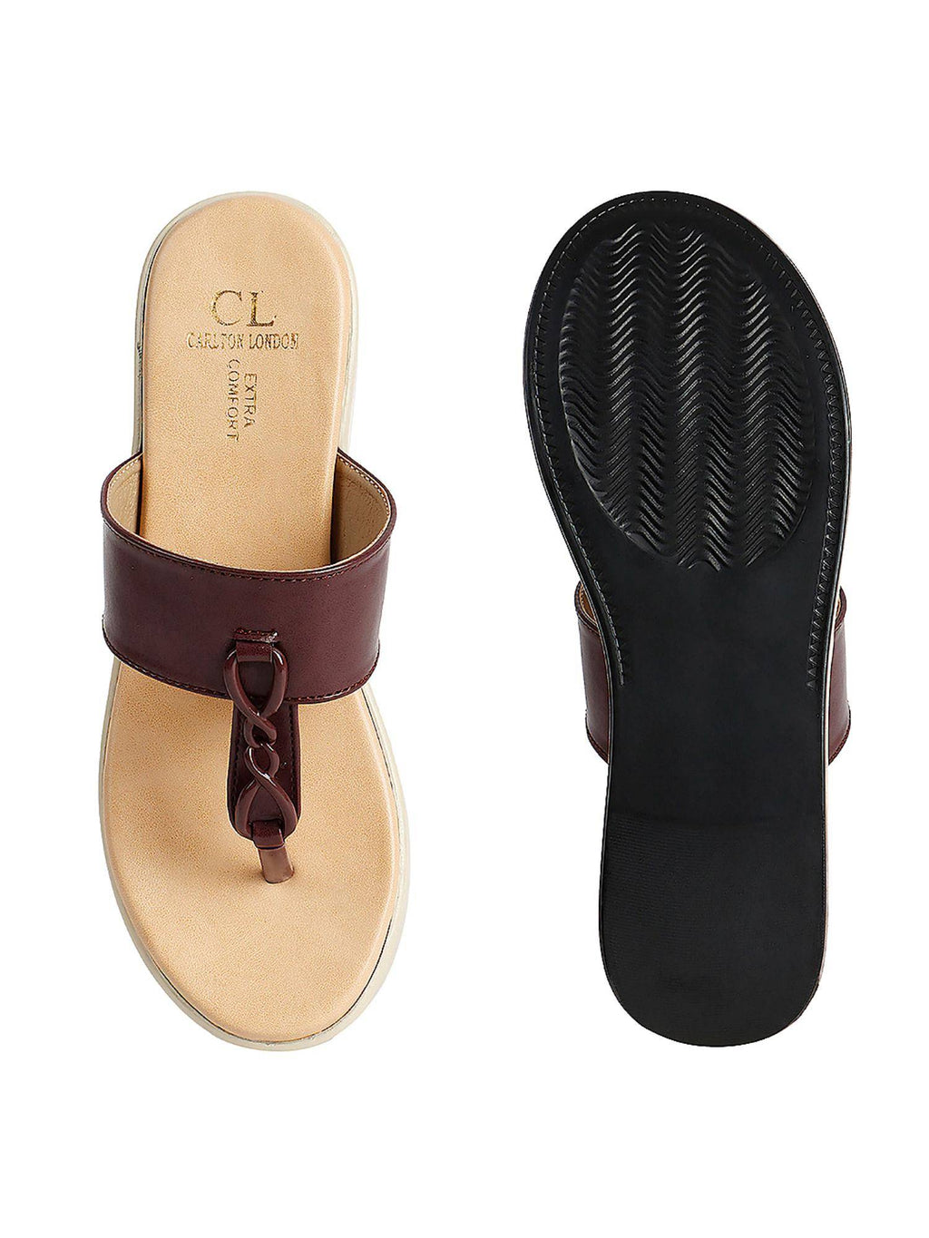 Women Maroon Knot Detail Toe-Post Sandals | SD89 - view 8