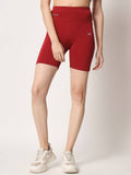 High Waist Cycling Shorts Maroon - view 1