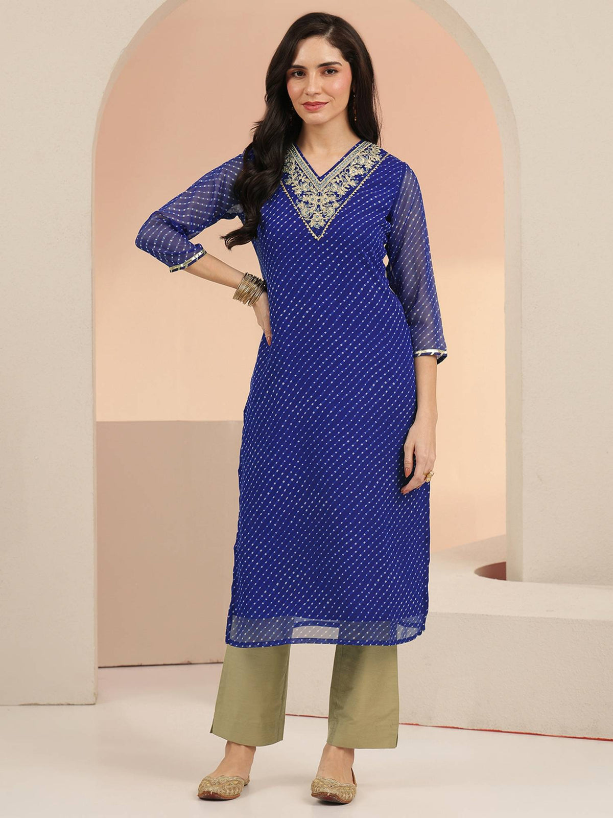 Women Chiffon Pink Kurta | KDG - view 5