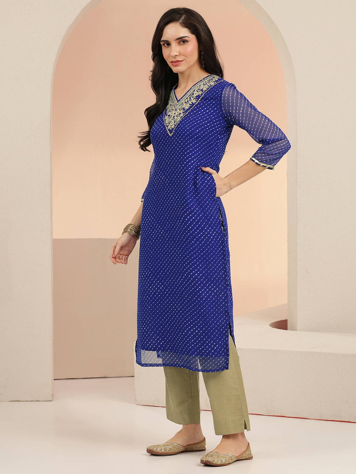 Women Chiffon Pink Kurta | KDG - view 7