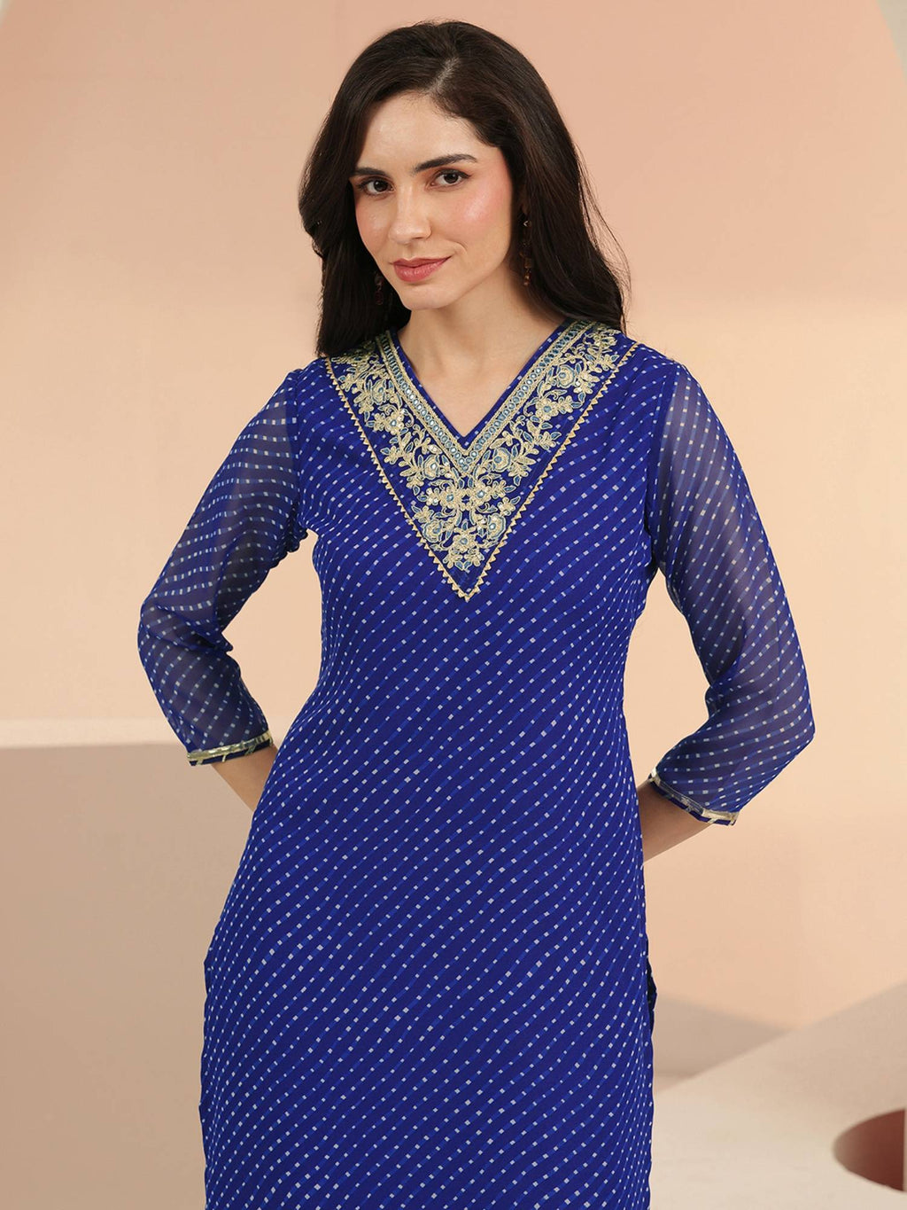 Women Chiffon Pink Kurta | KDG - view 9