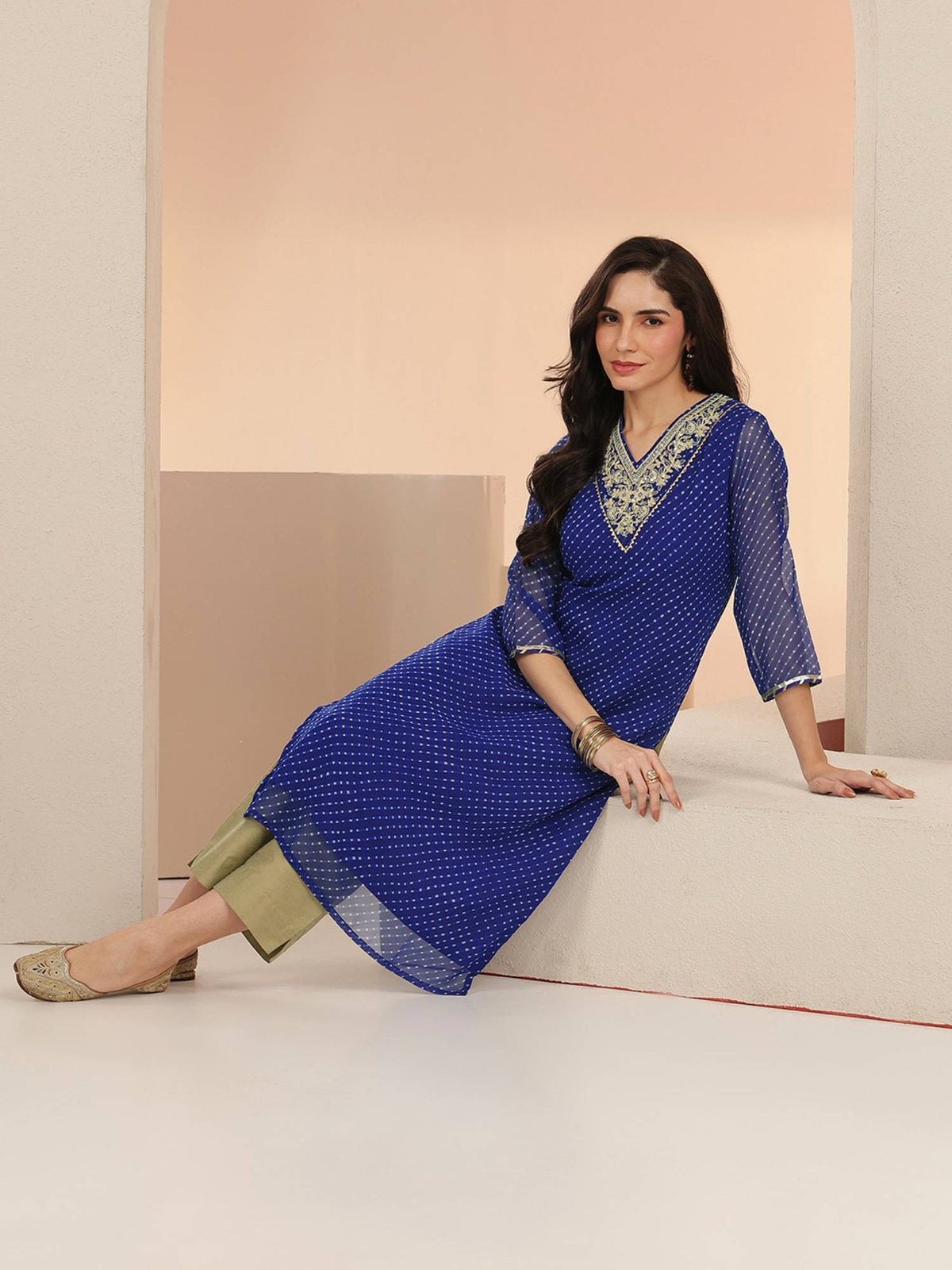 Women Chiffon Pink Kurta | KDG - view 10