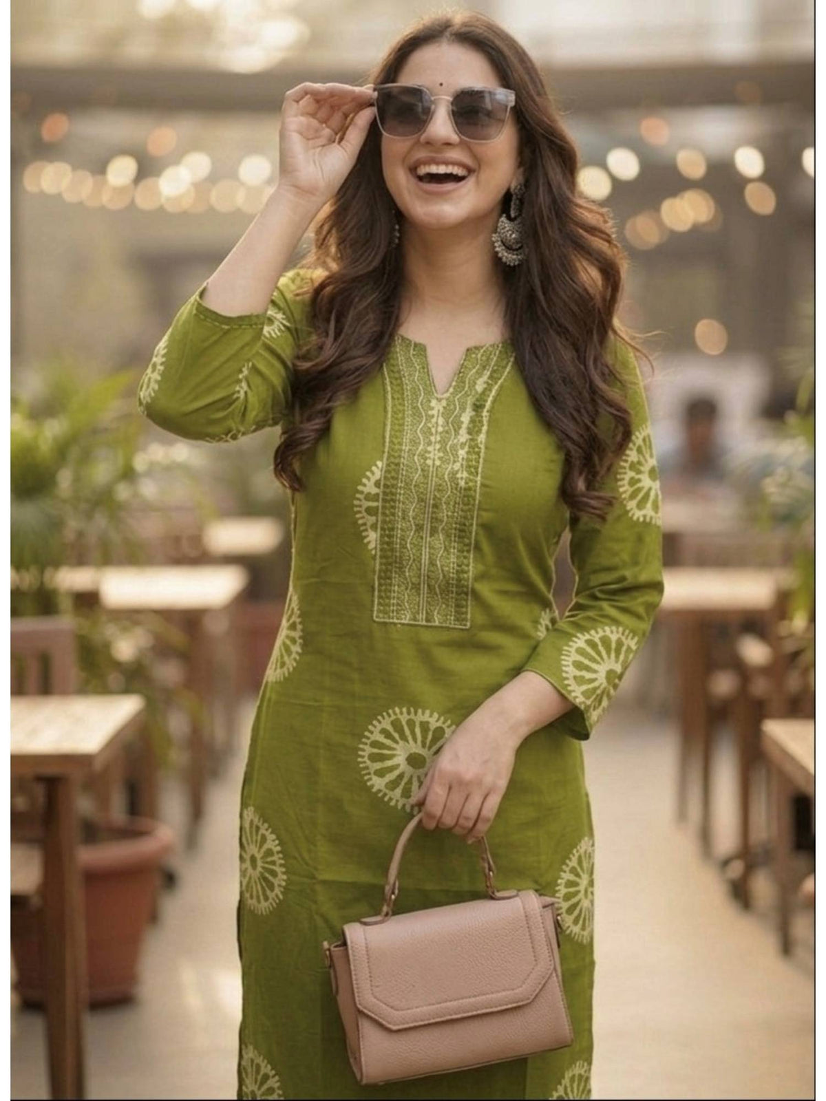 Yellow Printed Regular Round Neck Kurta | U3S - view 13