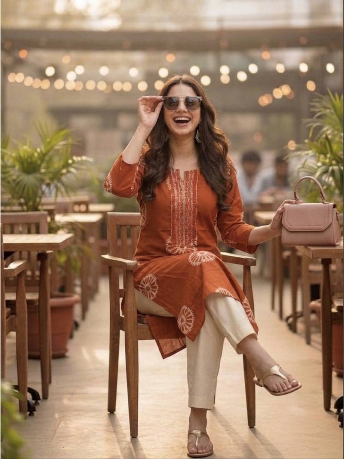 Green Printed Regular Round Neck Kurta | U3S - view 9