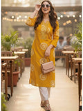 Green Printed Regular Round Neck Kurta | U3S - view 11