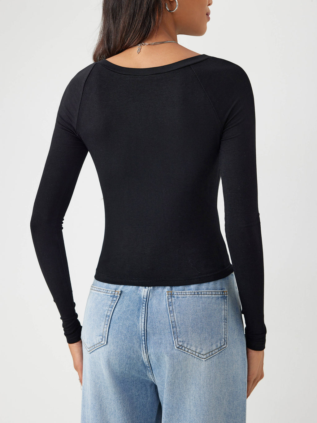 Pink Boat Neck Solid Long Sleeve Tee | TS56 - view 23