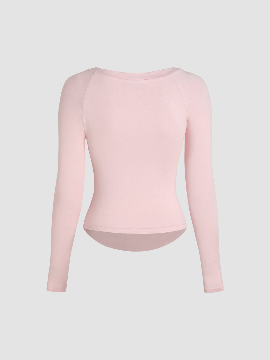Pink Boat Neck Solid Long Sleeve Tee | TS56 - view 5