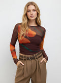 Mesh Round Neckline Floral Top With Solid Crop Tube Top | TT90 - view 1
