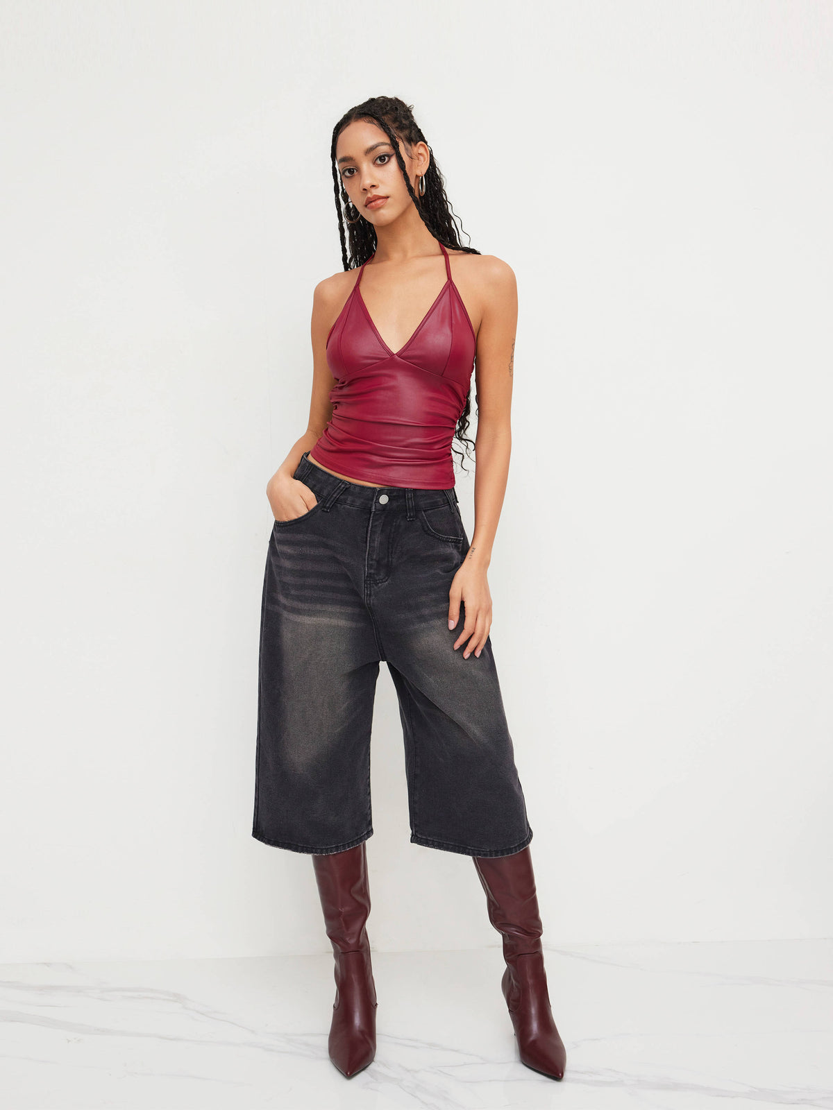 Halter Neckline Ruched Top | HT67 - view 4