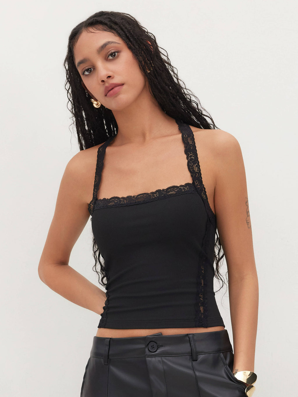 Halter Neckline Lace Trim Top | HT67 - view 7