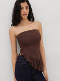 Mesh Texture Drawstring Ruffle Bandeau Top | TT90 - view 1