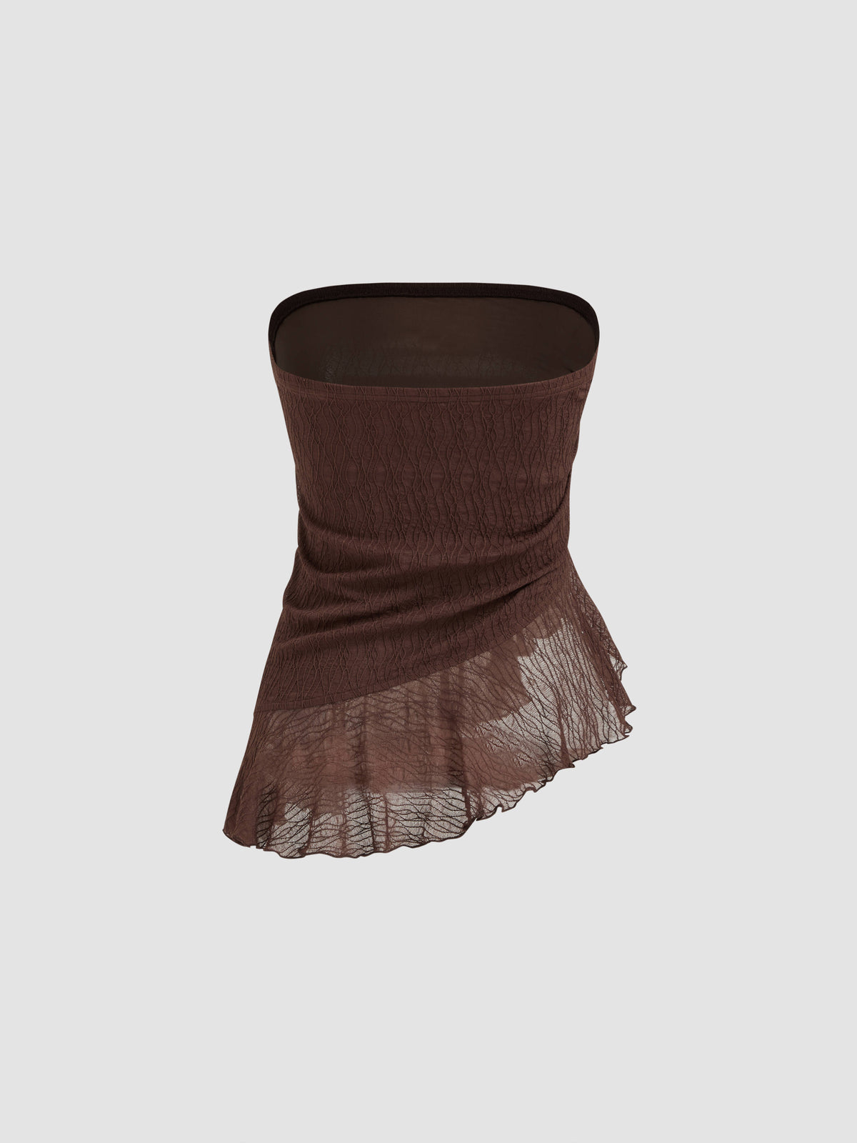 Mesh Texture Drawstring Ruffle Bandeau Top | TT90 - view 6