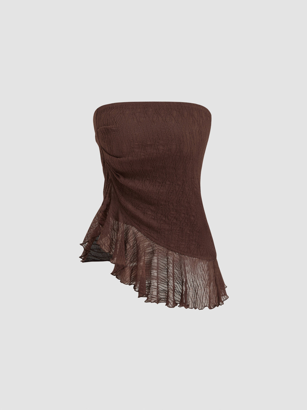 Mesh Texture Drawstring Ruffle Bandeau Top | TT90 - view 9