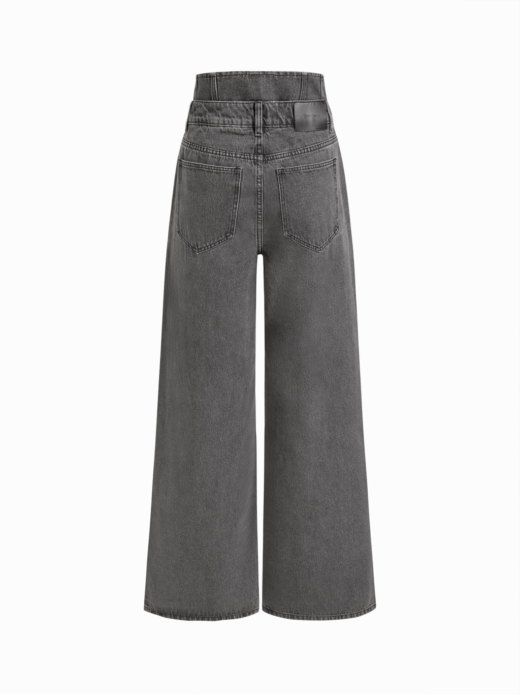 Double High Rise Solid Button Wide Leg Jeans | WL90 - view 2