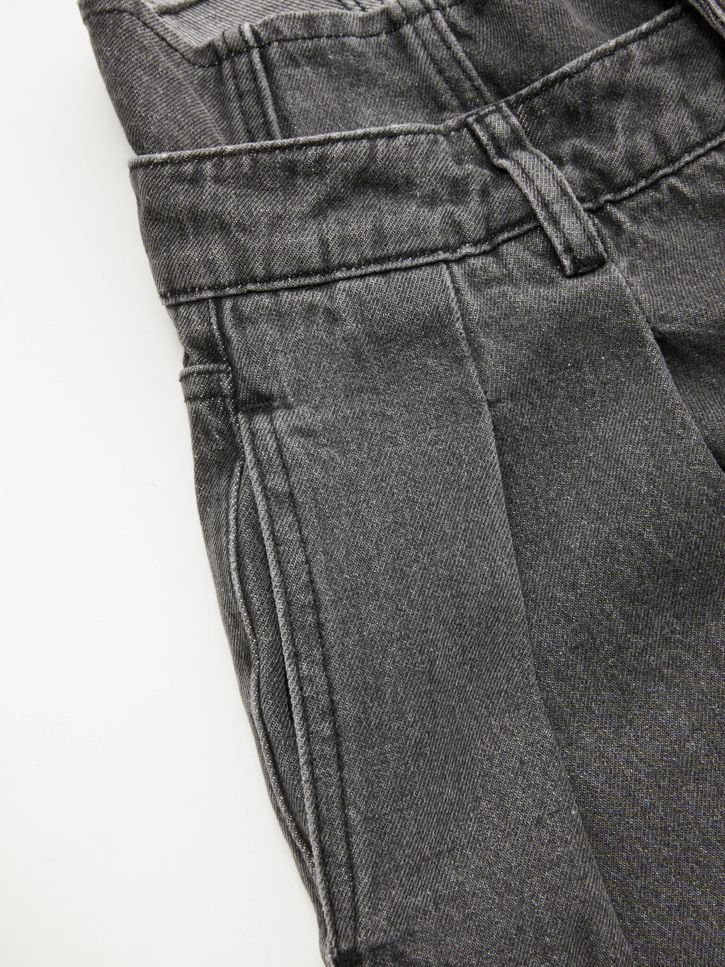 Double High Rise Solid Button Wide Leg Jeans | WL90 - view 4