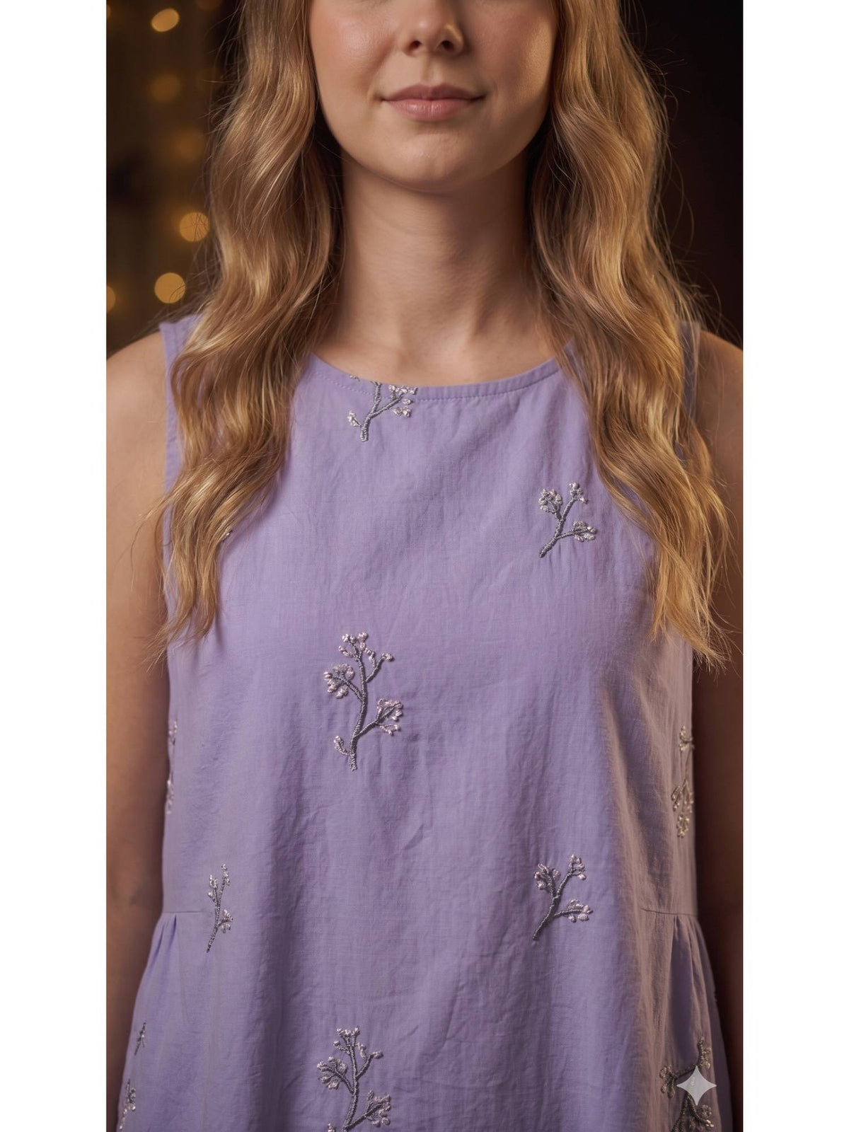 Women's Lavender Embroidered Mini Dress | D56 - view 5