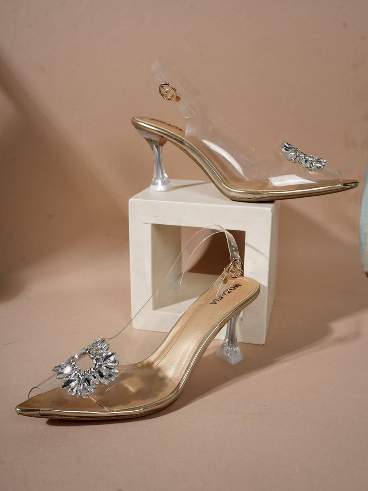 Women Gold Buckle Mules | H78 - view 3