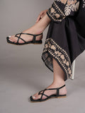Women Black Elastic Flats | F61 - view 1