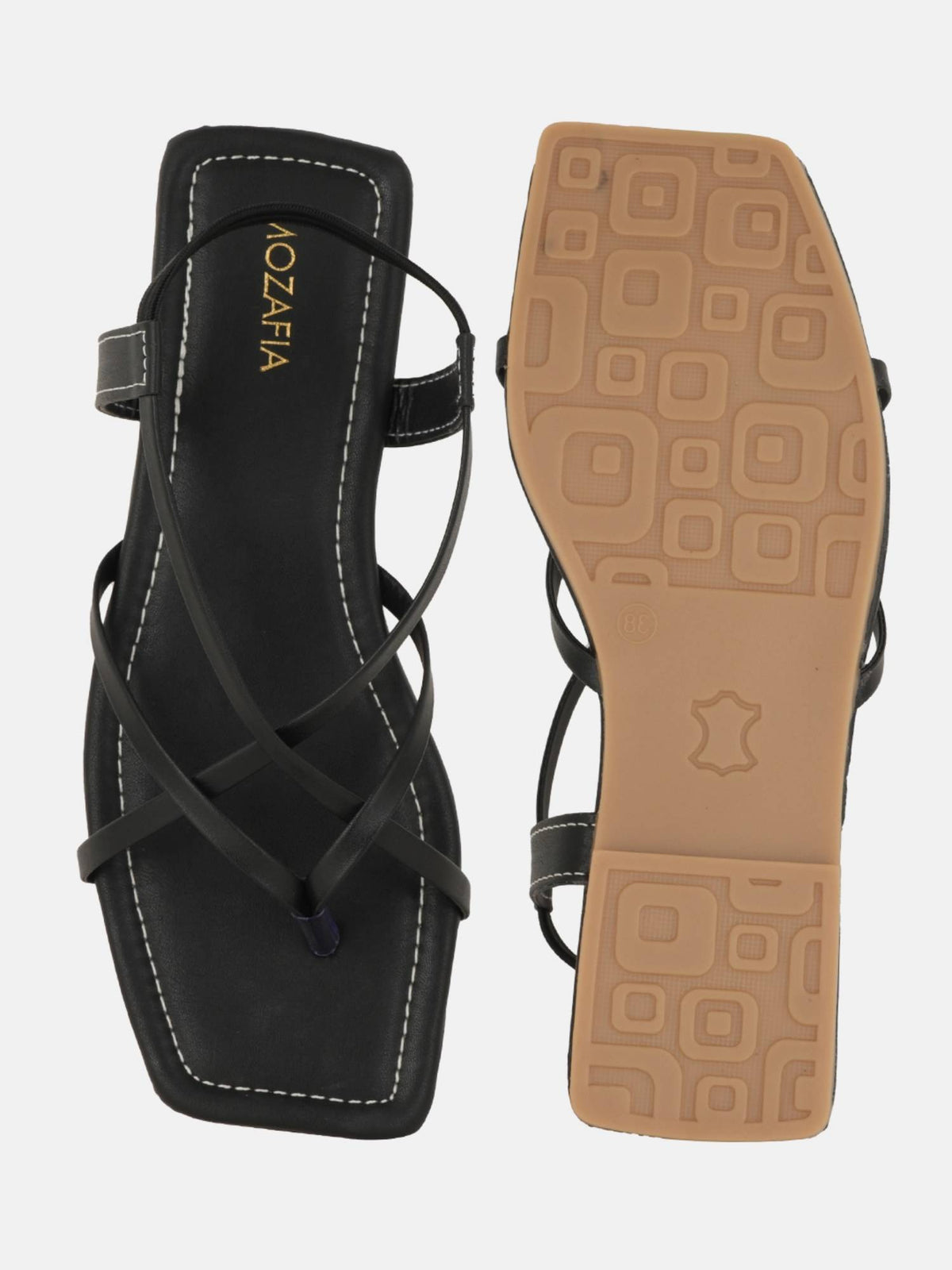 Women Black Elastic Flats | F61 - view 4