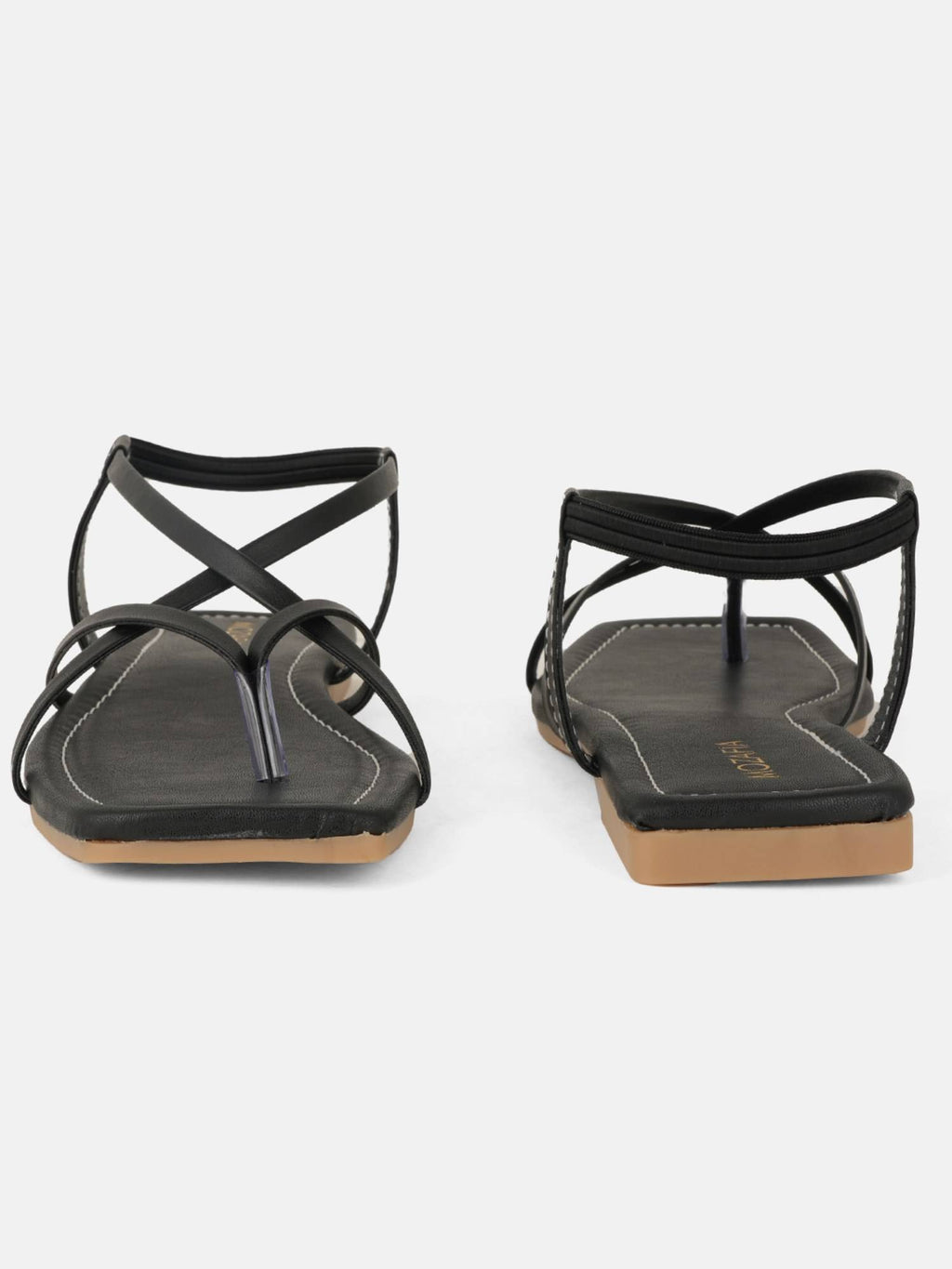 Women Black Elastic Flats | F61 - view 5