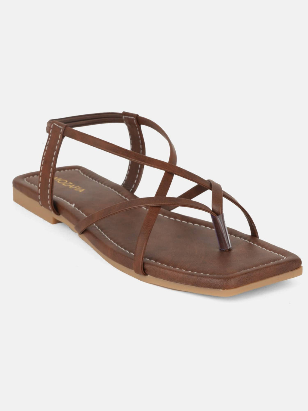 Women Brown Elastic Flats | F61 - view 2