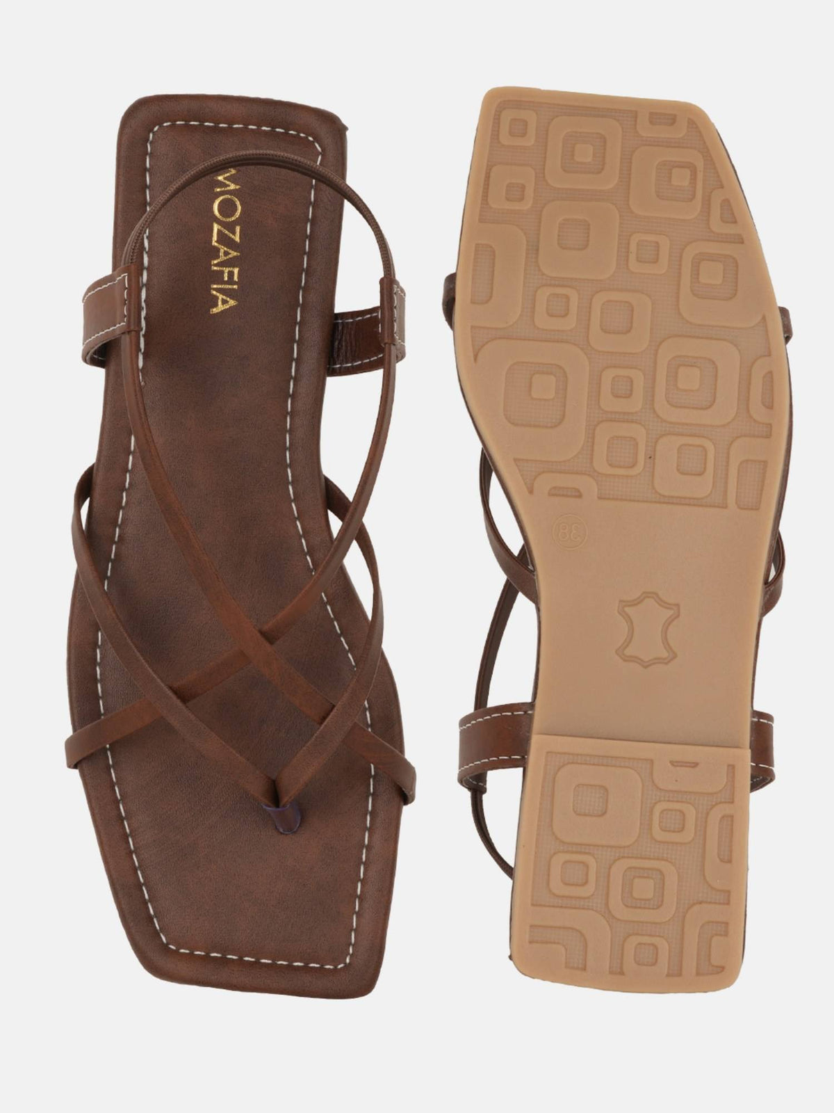 Women Brown Elastic Flats | F61 - view 4